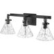 Barlon 3 Light 25.5 inch Matte Black Bathroom Vanity Light Wall Light